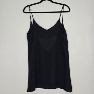 Brandy Melville Cami Top Women OS Black Sheer Spaghetti Straps Flowy Made In USA